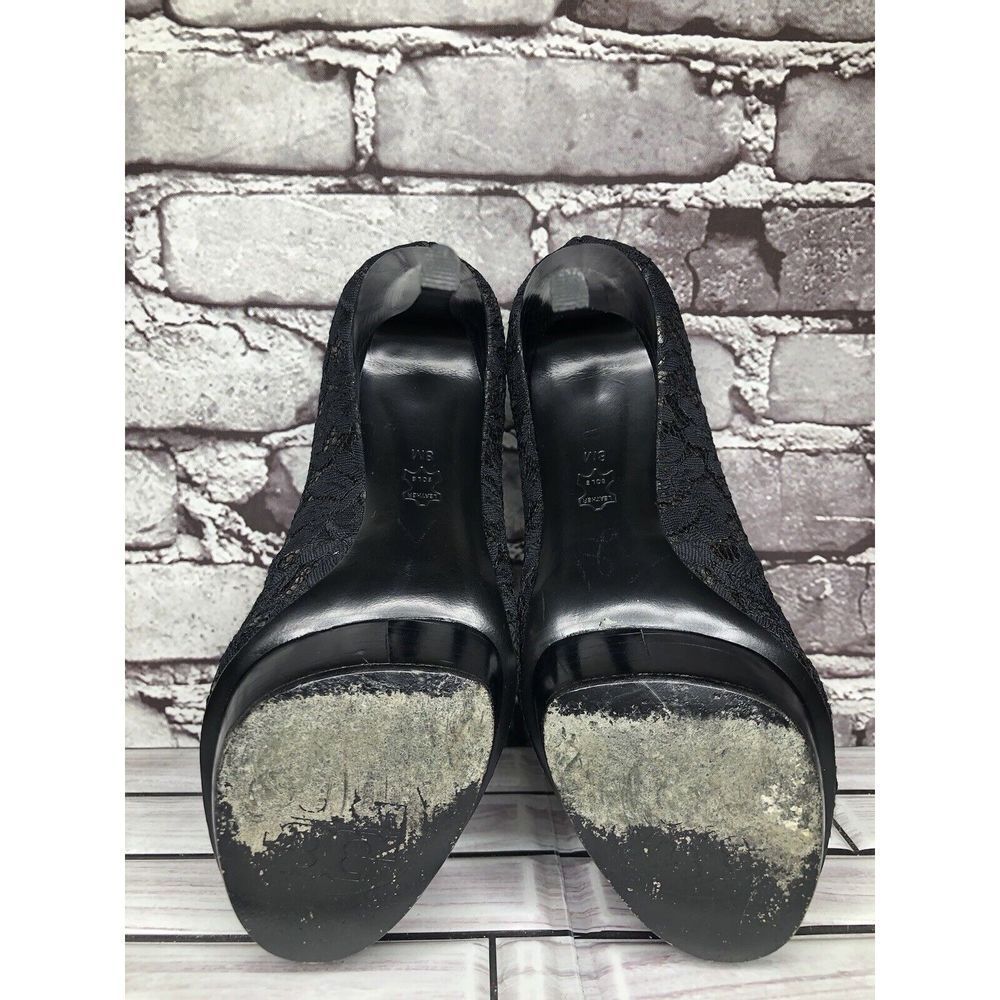 Tory Burch Black Leather Floral Fabric Platform Stiletto High Heels Women Sz 8M - Picture 13 of 16